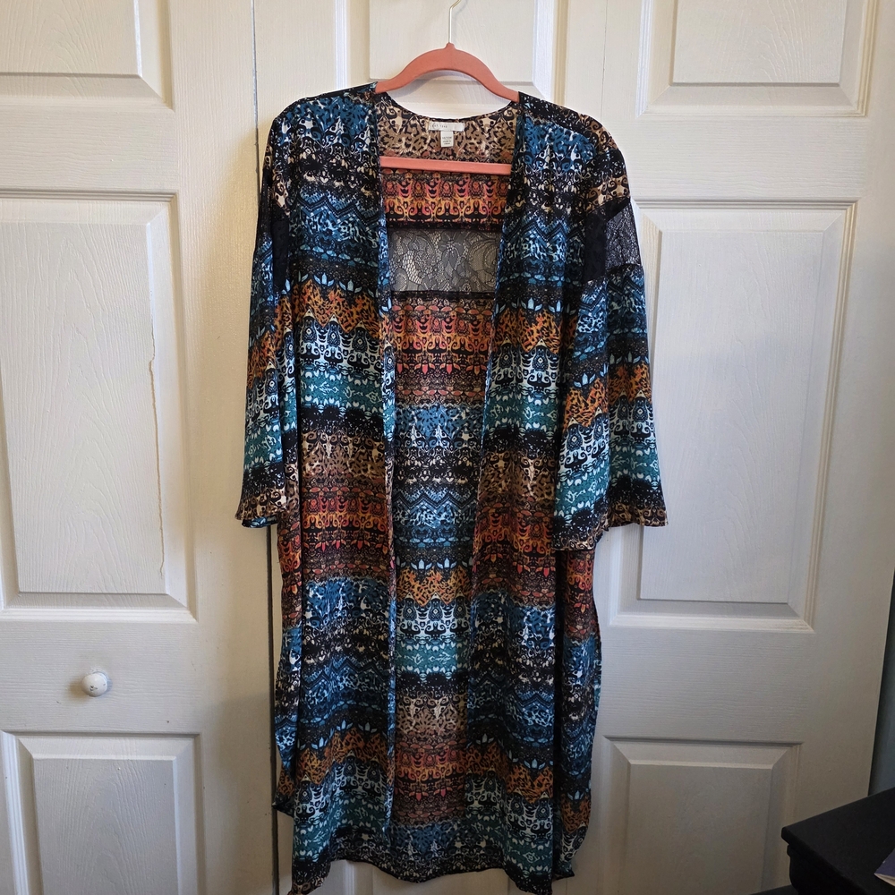 Multicolor Lace Kimono Cardigan